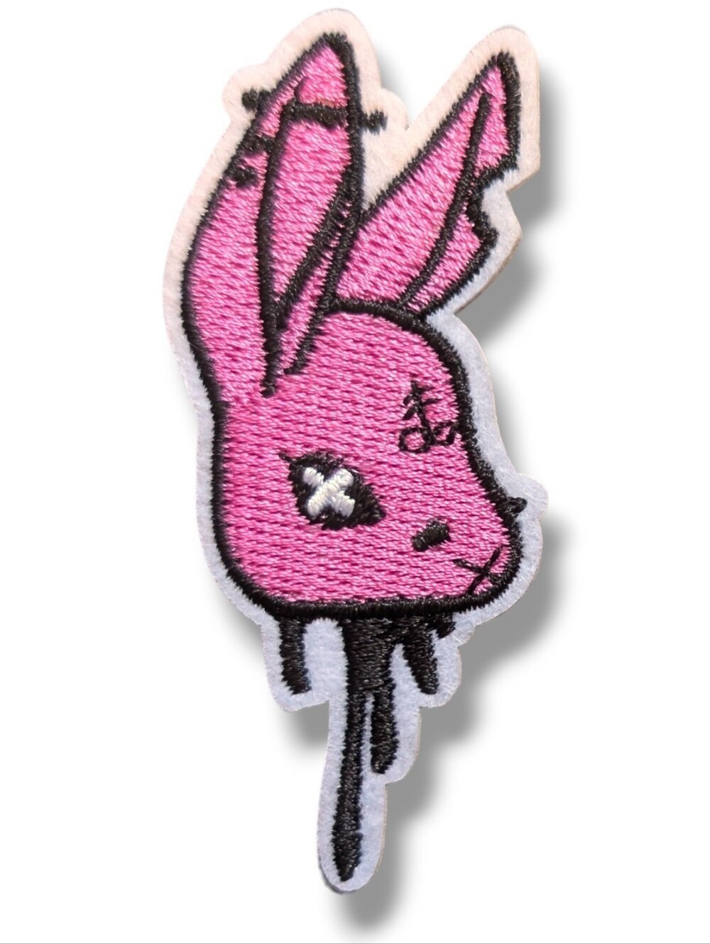NWT Goth Kawaii Pink And Black Satanic Bunny Head Iron On Patch